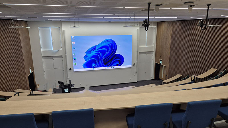 AV Consultancy for university lecture theatre with large LED screen