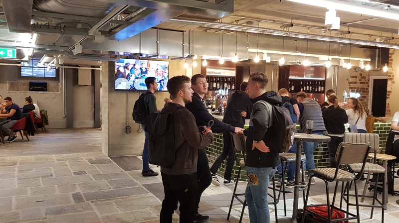 Interior of the Students' Union bar in the basement of the University of Greenwich Dreadnought Building.